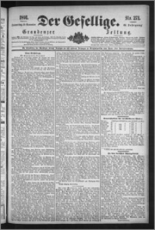 Der Gesellige : Graudenzer Zeitung 1891.11.19, Jg. 66, No. 271