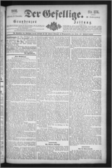 Der Gesellige : Graudenzer Zeitung 1891.11.25, Jg. 66, No. 276