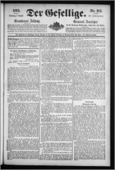 Der Gesellige : Graudenzer Zeitung 1892.08.09, Jg. 67, No. 184