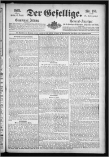 Der Gesellige : Graudenzer Zeitung 1892.08.12, Jg. 67, No. 187