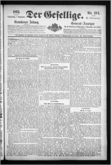 Der Gesellige : Graudenzer Zeitung 1892.09.01, Jg. 67, No. 204