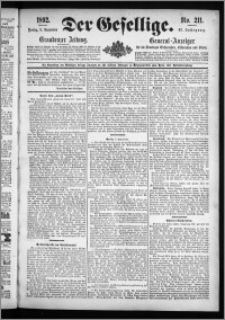 Der Gesellige : Graudenzer Zeitung 1892.09.09, Jg. 67, No. 211