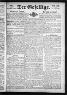 Der Gesellige : Graudenzer Zeitung 1892.09.10, Jg. 67, No. 212