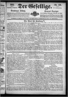 Der Gesellige : Graudenzer Zeitung 1892.09.15, Jg. 67, No. 216