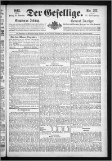 Der Gesellige : Graudenzer Zeitung 1892.11.25, Jg. 67, No. 277