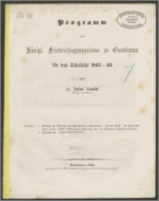 Programm des Königl. Friedrichsgymnasiums zu Gumbinnen für das Schuljahr 1865-66