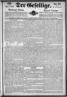 Der Gesellige : Graudenzer Zeitung 1893.08.11, Jg. 68, No. 187