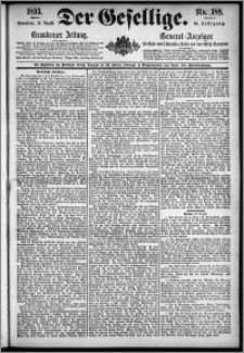 Der Gesellige : Graudenzer Zeitung 1893.08.12, Jg. 68, No. 188