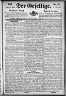 Der Gesellige : Graudenzer Zeitung 1893.08.20, Jg. 68, No. 195