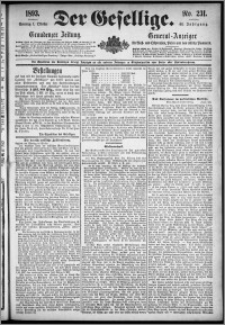 Der Gesellige : Graudenzer Zeitung 1893.10.01, Jg. 68, No. 231