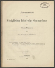 Jahresbericht des Königlichen Friedrichs-Gymnasiums zu Gumbinnen über das Schuljahr 1899/1900