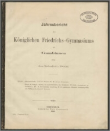 Jahresbericht des Königlichen Friedrichs-Gymnasiums zu Gumbinnen über das Schuljahr 1900/1