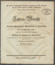 Jahres-Bericht über das Fürstlich-Hedwigsche Gymnasium zu Neustettin für das Schuljahr 1835/6