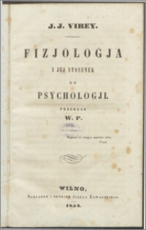 Fizjologja i jéj stosunek do psychologji