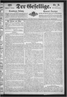 Der Gesellige : Graudenzer Zeitung 1894.02.07, Jg. 68, No. 31