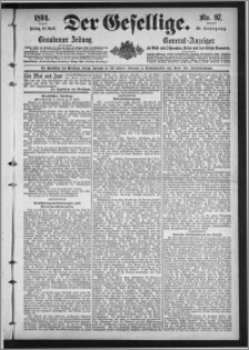 Der Gesellige : Graudenzer Zeitung 1894.04.27, Jg. 68, No. 97