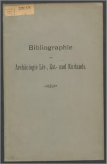 Bibliographie der Archäologie Liv-, Est- und Kurlands