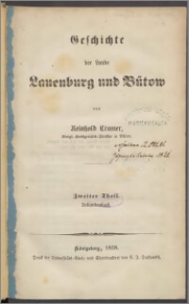 Geschichte der Lande Lauenburg und Bütow. Tl. 2, Urkundenbuch