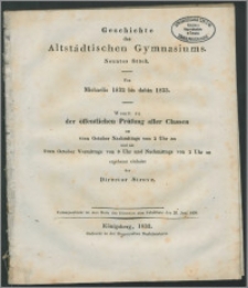 Geschichte des Altstädtischen Gymnasiums. Neuntes Stück. Von Michaelis 1832 bis dahin 1833