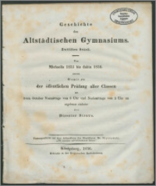 Geschichte des Altstädtischen Gymnasiums. Zwölftes Stück. Von Michaelis 1835 bis dahin 1836