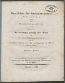 Geschichte des Stadtgymnasiums. Fünftes Stück. Von Michaelis 1828 bis dahin 1829