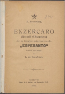 Ekzercaro : (Recueil d'Exercices) de la langue internationale "Esperanto"