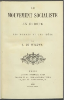 Le mouvement socialiste en Europe : les hommes et les idées