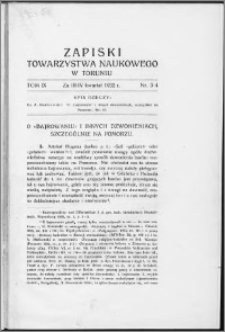 Zapiski Towarzystwa Naukowego w Toruniu, T. 9 nr 3/4, (1932)