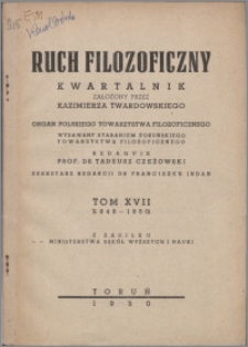 Ruch Filozoficzny 1949-1950, T. 17 Indeks