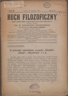 Ruch Filozoficzny 1921-1922, T. 6, nr 6-7
