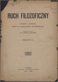 Ruch Filozoficzny 1919-1920, T. 5 Indeks