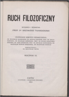 Ruch Filozoficzny 1913, T. 3 Indeks