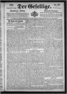Der Gesellige : Graudenzer Zeitung 1894.08.02, Jg. 69, No. 178
