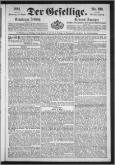 Der Gesellige : Graudenzer Zeitung 1894.08.16, Jg. 69, No. 190