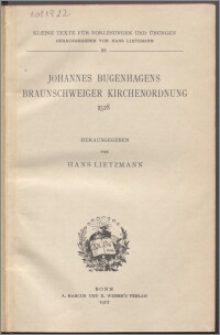 Johannes Bugenhagens Braunschweiger Kirchenordnung 1528