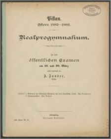Pillau. Ostern 1882-1883. Realprogymnasium. Zu dem öffentlichen Examen am 19. und 20. März