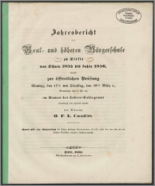Jahresbericht der Real- und höheren Bürgerschule zu Tilsit von Ostern 1855 bis dahin 1856