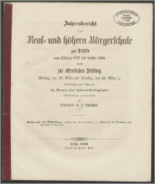 Jahresbericht der Real- und höheren Bürgerschule zu Tilsit von Ostern 1857 bis dahin 1858