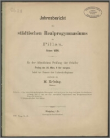 Jahresbericht des städtischen Realprogymnasium zu Pillau. Ostern 1890