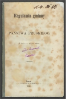 Regulamin gminy dla państwa pruskiego z dnia 11. marca 1850