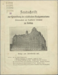 Festschrift zur Einweihung des städtischen Realgymnasiums (Reformschule mit Frankfurter Lehrplan) zu Goldap