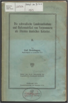 Die schwedische Landesaufnahme und Hufenmatrikel von Vorpommern als ältestes deutsches Kataster T. 2