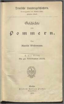 Geschichte von Pommern. Bd. 1, Bis zur Reformation (1523)