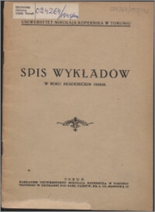 Spis Wykładów na Rok Akademicki 1945/1946
