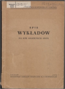 Spis Wykładów na Rok Akademicki 1951/1952