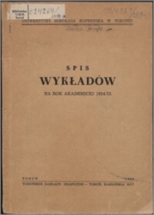 Spis Wykładów na Rok Akademicki 1954/1955