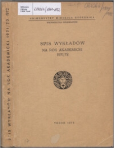 Spis Wykładów na Rok Akademicki 1971/1972