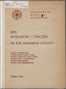 Spis Wykładów na Rok Akademicki 1978/1979