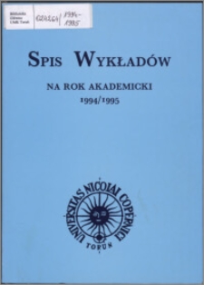 Spis Wykładów na Rok Akademicki 1994/1995