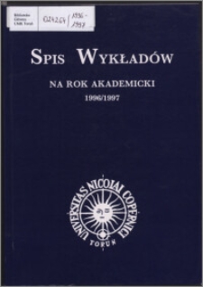 Spis Wykładów na Rok Akademicki 1996/1997